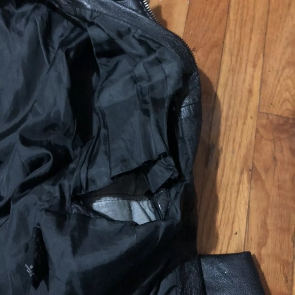 H&M Leather Jacket Aviator 80s Coat Vintage Biker - Picture 9 of 10